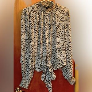 Maison Cinqcent 500 blouse leopard motif colors blk beige white size med